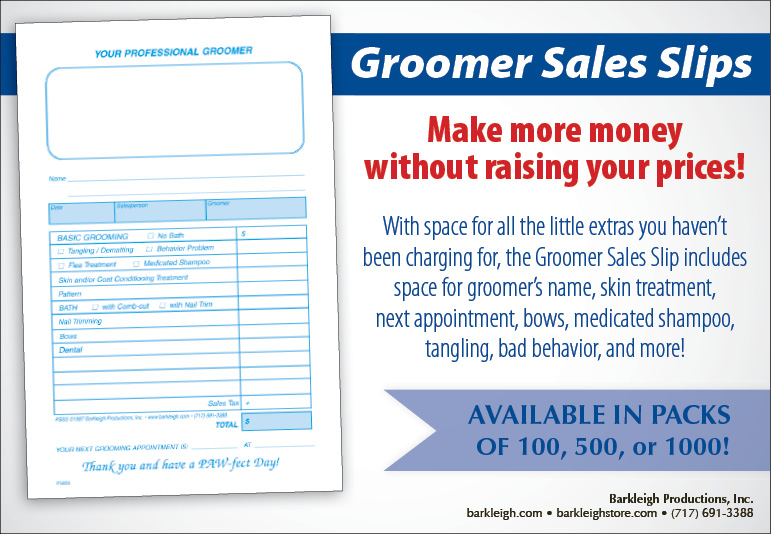 Groomer Sales Slips Advertisement