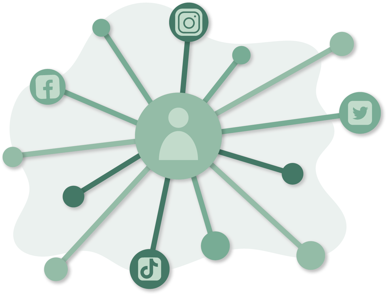 Networking illustration with different social media icons