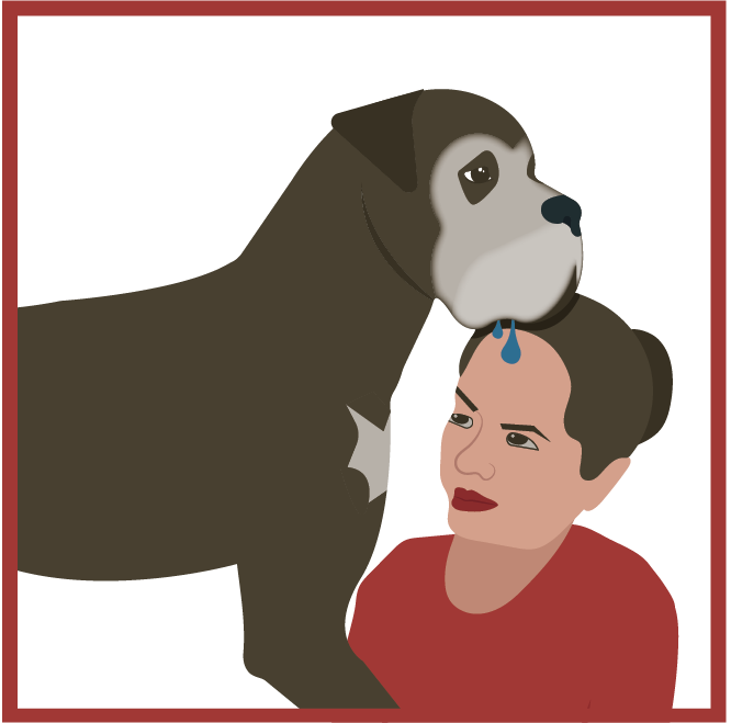 Illustration of woman with dog