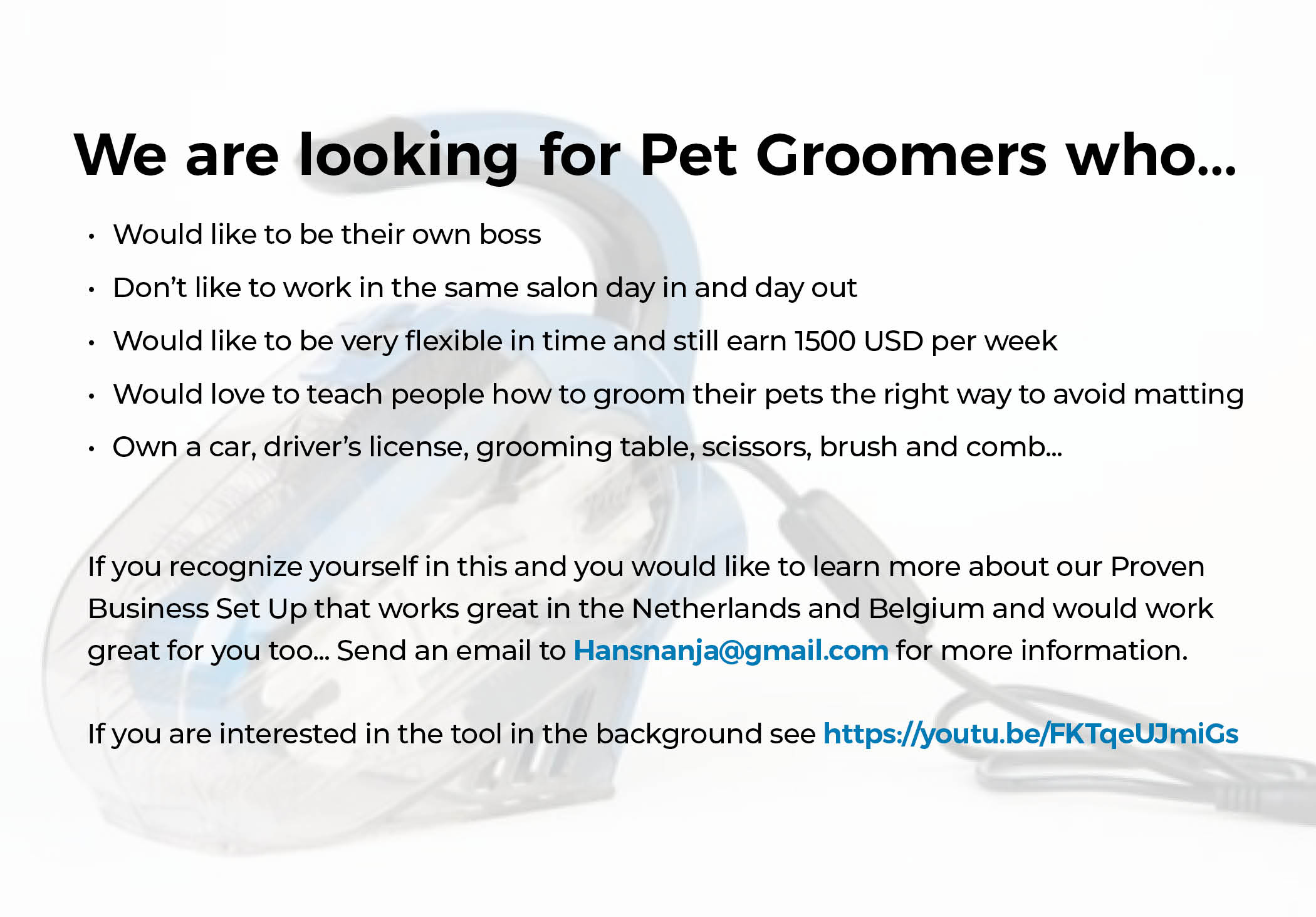Pet Groomers Advertisement