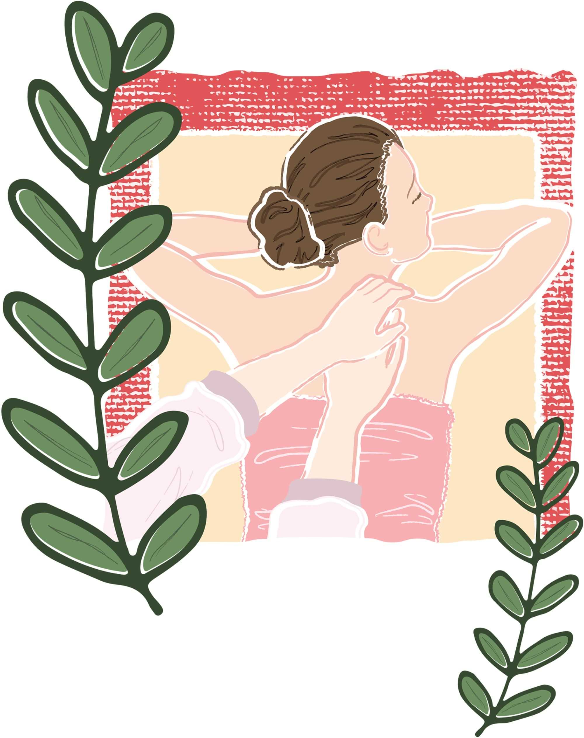 top view illustration of woman getting a back massage