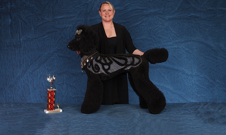 Jolene Siebeneck with a black dog