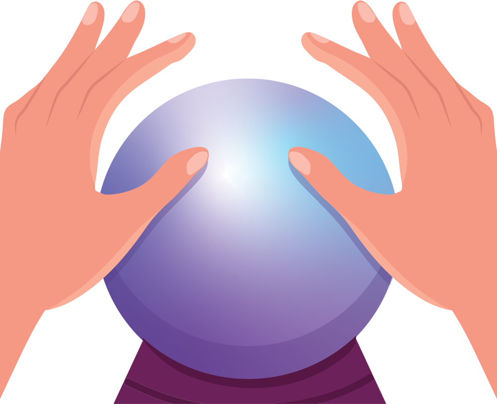 illustration of hands around crystal ball