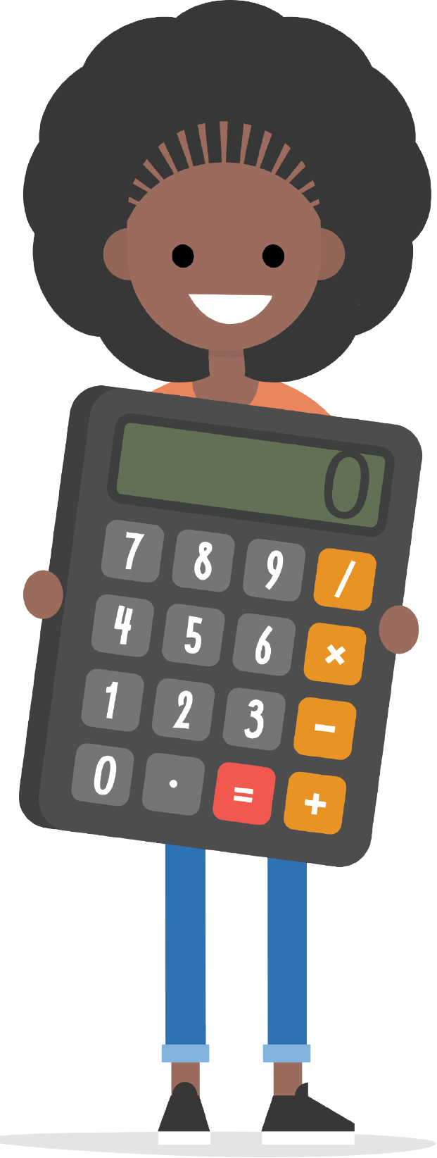 illustration of woman holding calculator