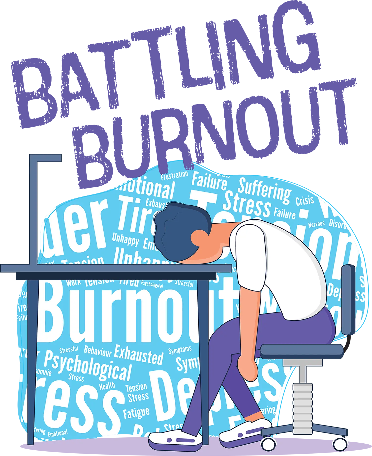 Battling Burnout typographic title