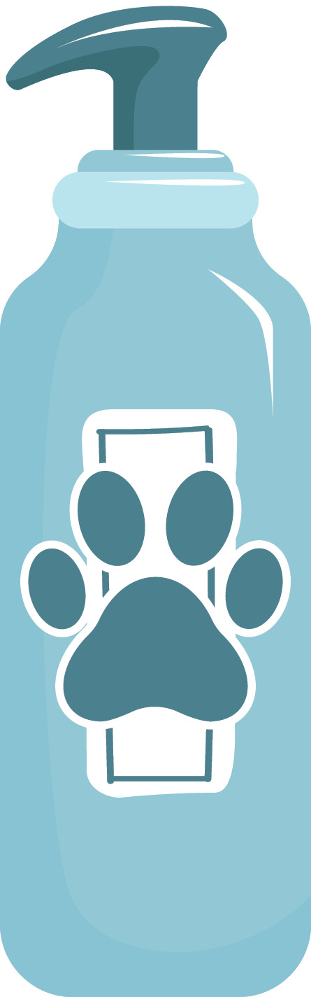 blue shampoo bottle with paw design