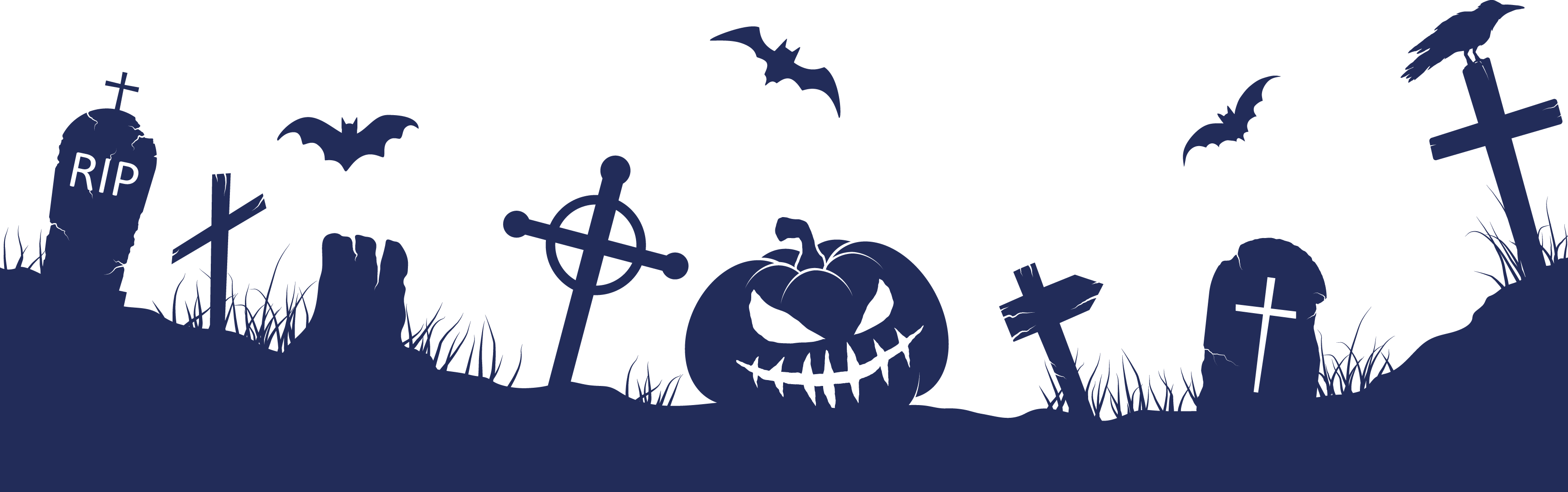 Illustration of halloween graveyard
