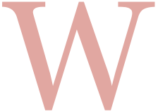Pink uppercase letter W dropcap
