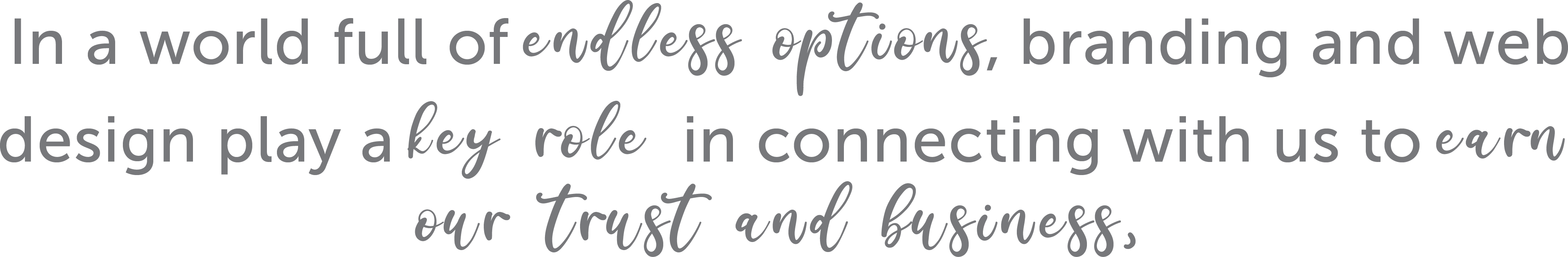  In a world full of endless options, branding and web  design play a key role in connecting with us to earn our trust and business.