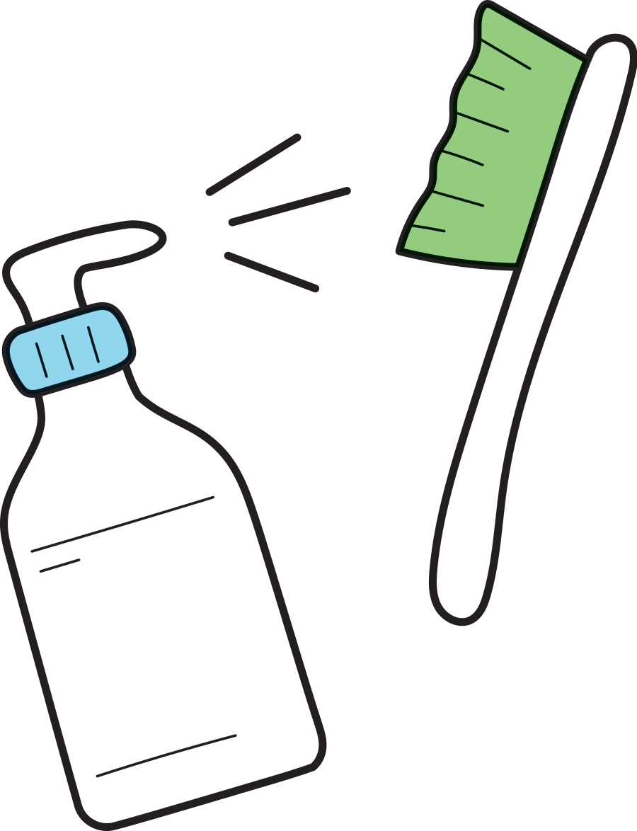 spray bottle and brush icon