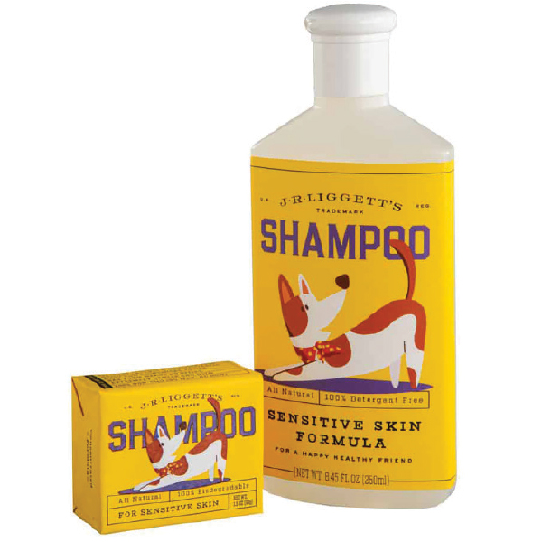 J.R.Liggett’s Dog Shampoo for Sensitive Skin in bar and liquid form