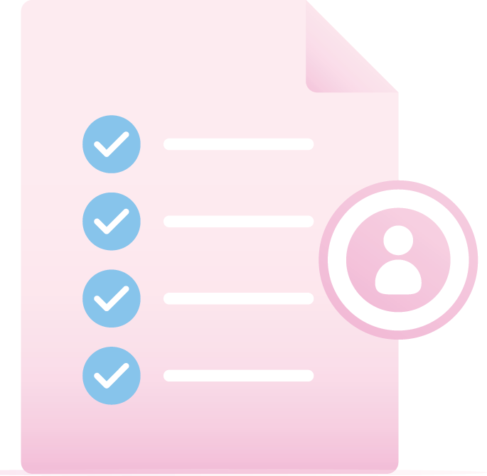 Illustration of a pink sheet of paper with a check list on it