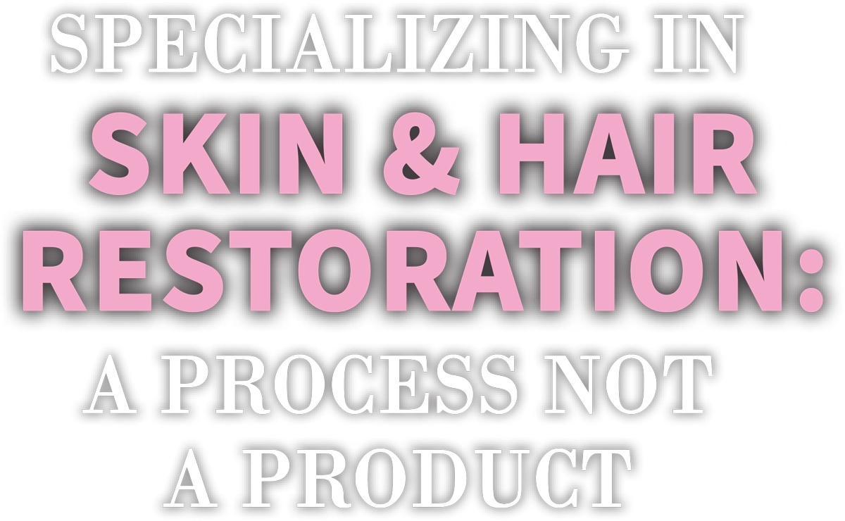 Specializing In Skin and Hair Restoration: A Process Not a Product typography