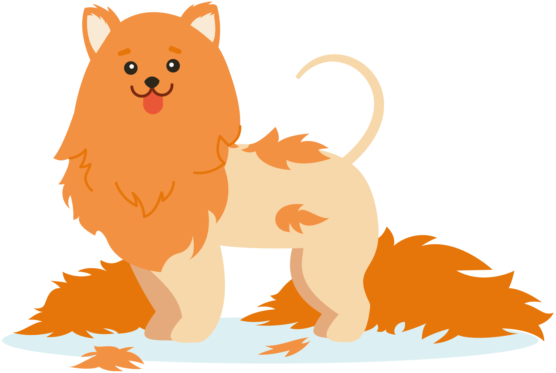 illustration of orange dog with patches of fur falling off 