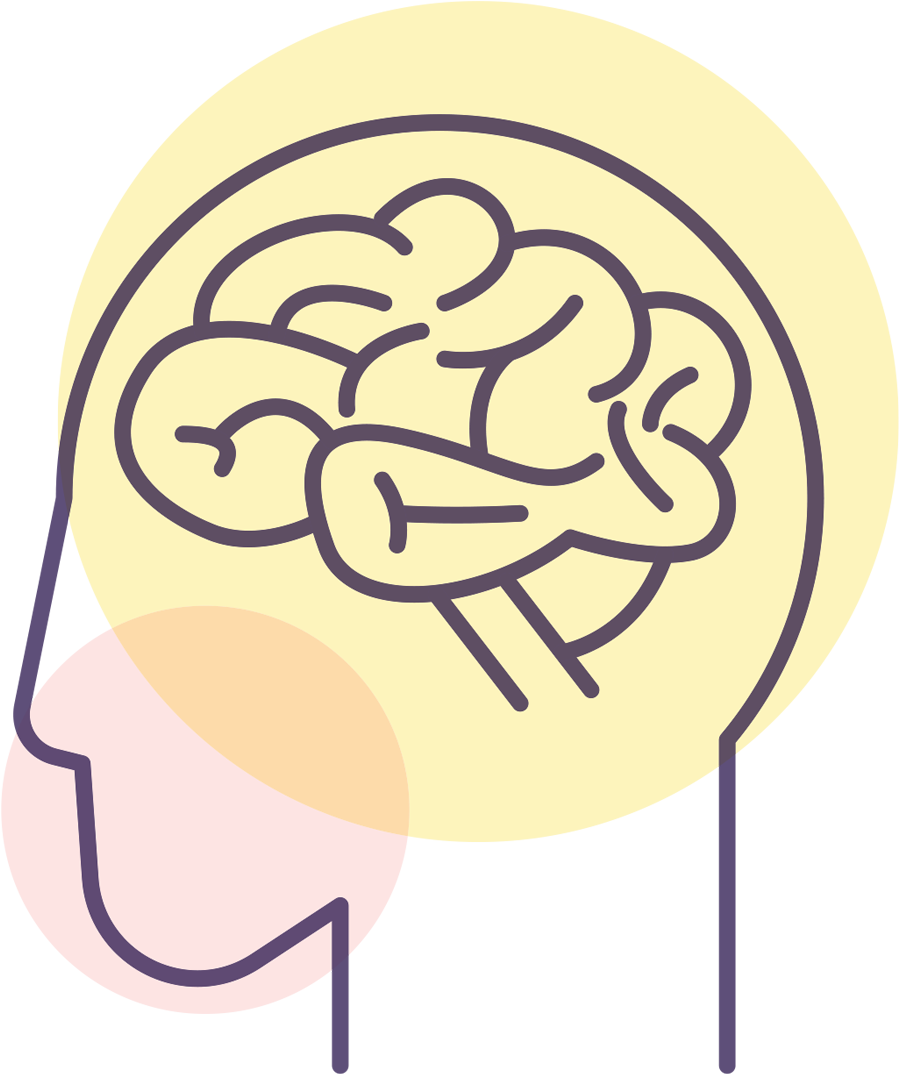 illustration a figure head with the brain highlighted