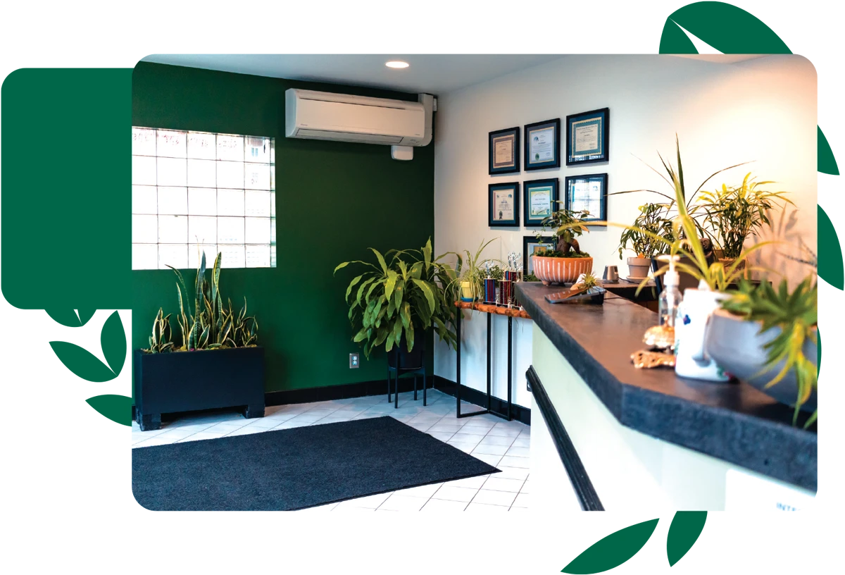 Grooming Arts Northwest salon entryway and reception desk