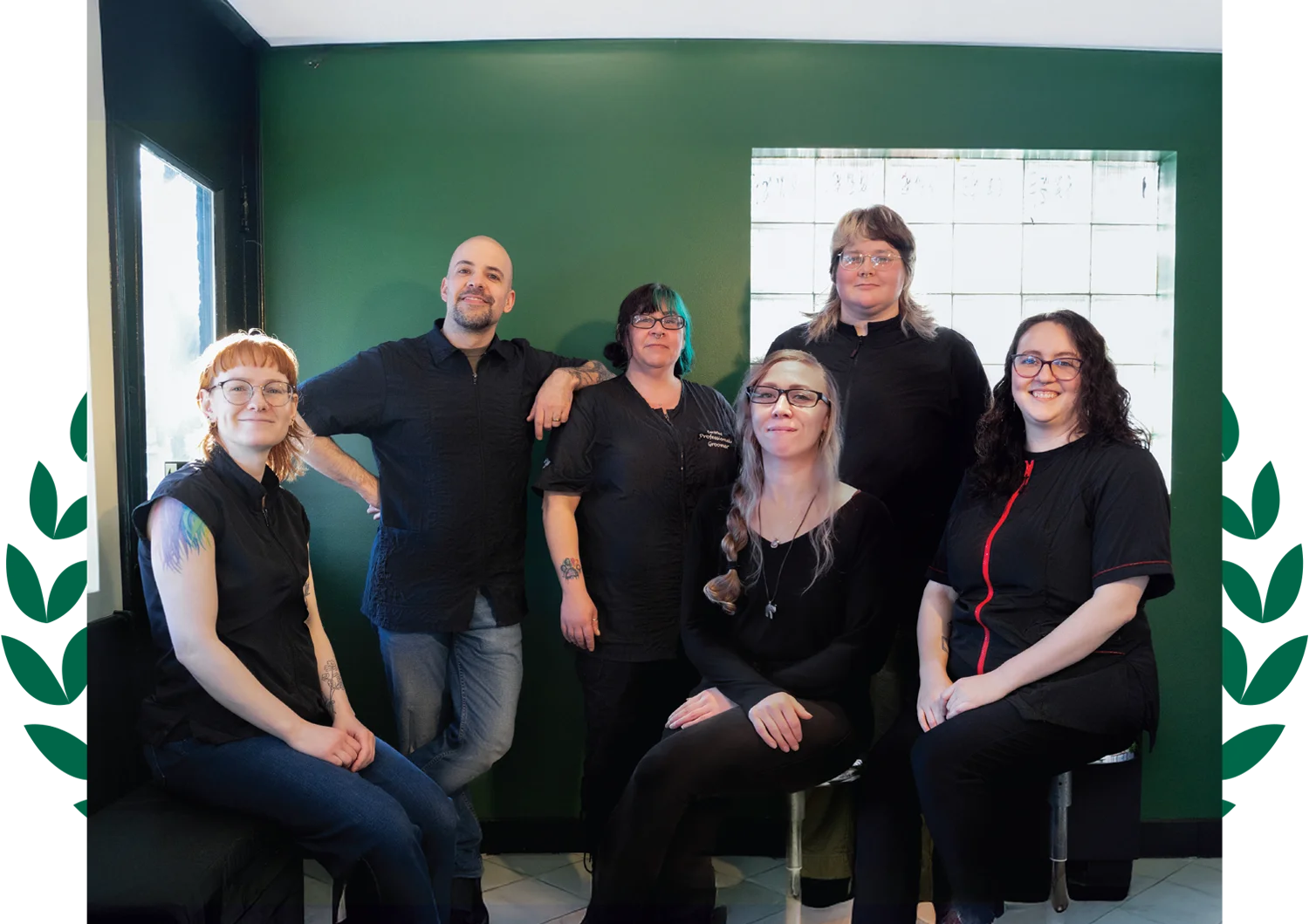 employees of Portlands Grooming Arts Northwest salon in a group photo