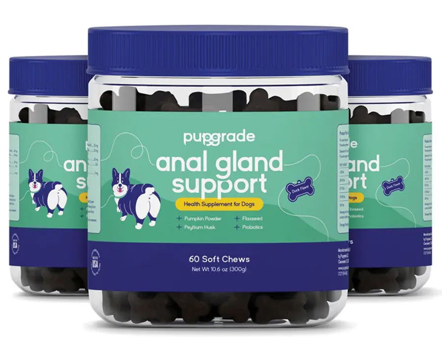 three PupGrade’s Anal Gland Support soft chews product models