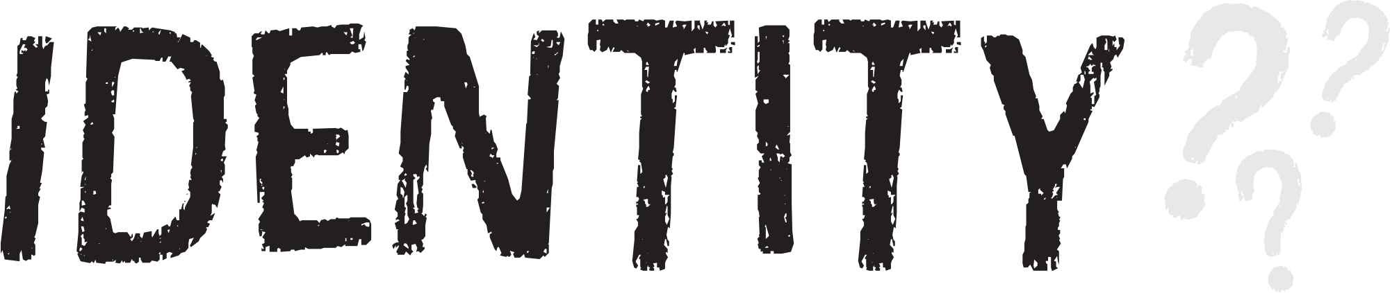 Identity typography with grey question marks