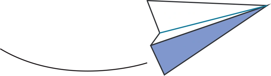vector illustration of a white and blue paper plane