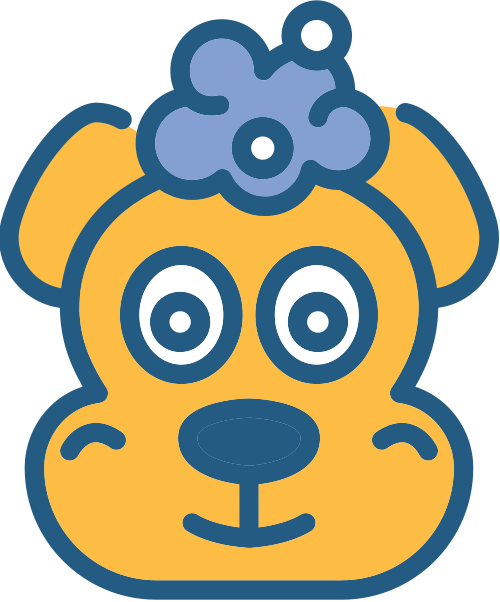 vector illustration of a dog with bubbles on its head