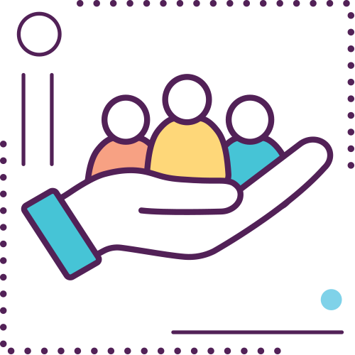 vector icon of people in the palm of a hand