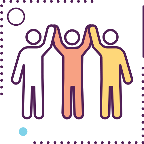 vector icon of three people high-fiving each other