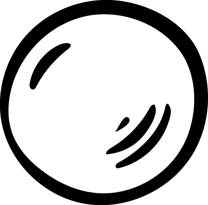 A black and white stylized image of a bubble.