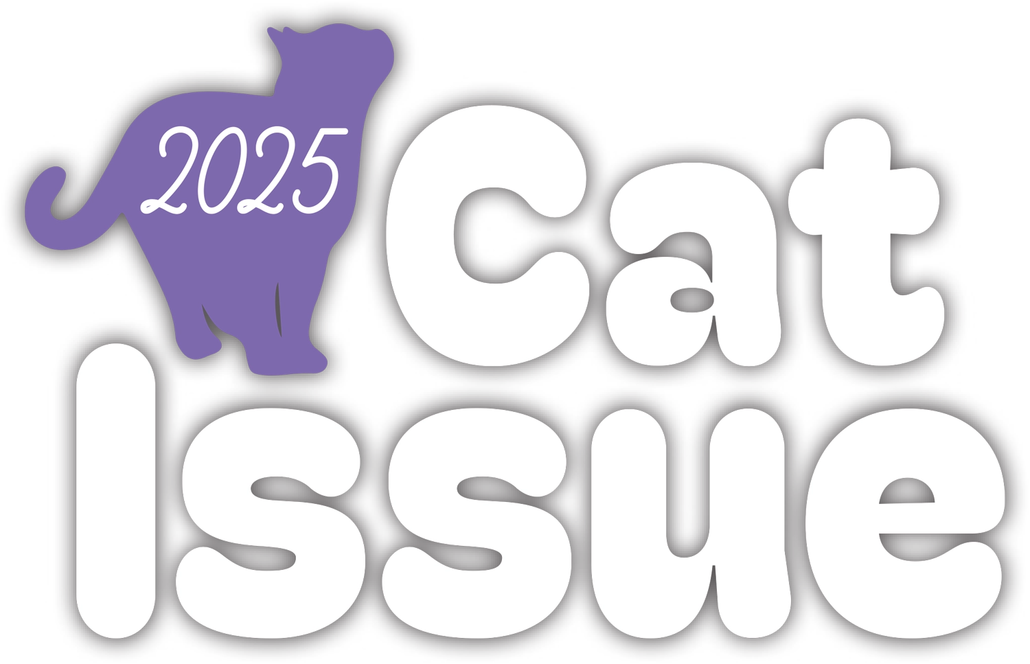 2025 Cat Issue typography with the silhouette of a cat