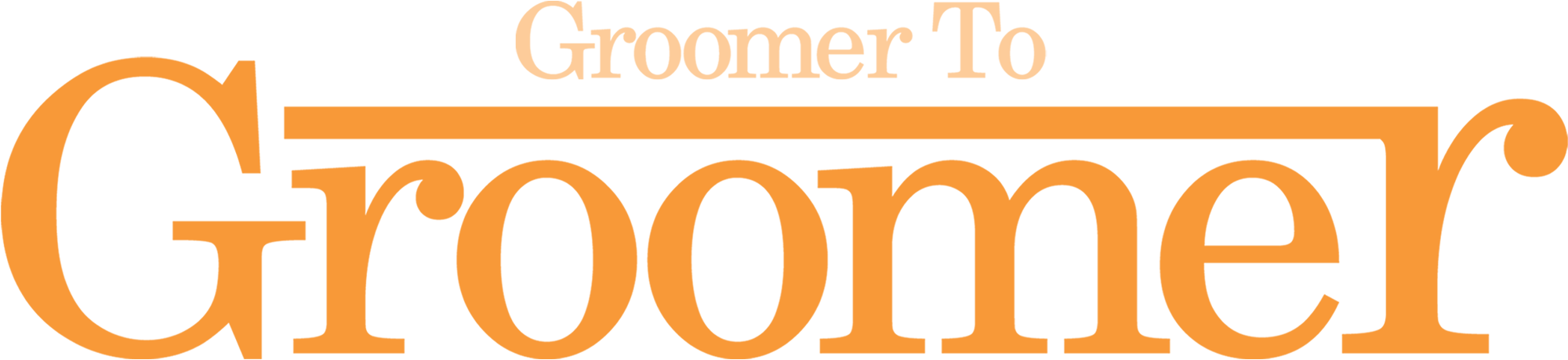 Groomer to Groomer masthead in muted and vibrant orange