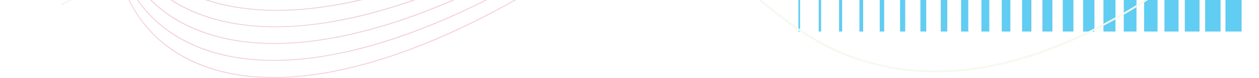 Abstract decorative banner featuring light pink curved lines sweeping across a white background, accented by a blue vertical bar pattern on the right side.