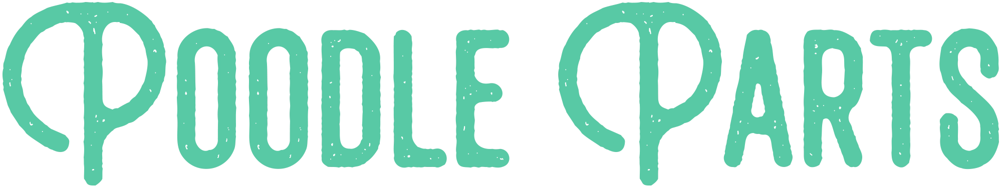 Teal text that reads "POODLE PARTS" in a playful, rounded typeface.