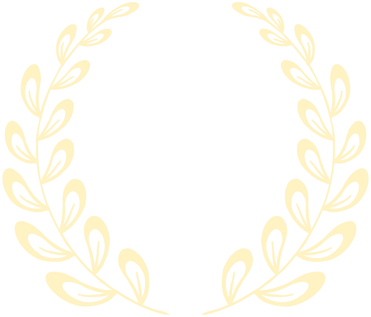 A minimalist yellow graphic of a laurel wreath, symbolizing a competition award or victory.
